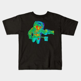 NASA Astronaut in Green, Blue, Red, Yellow and Pink Colors Kids T-Shirt